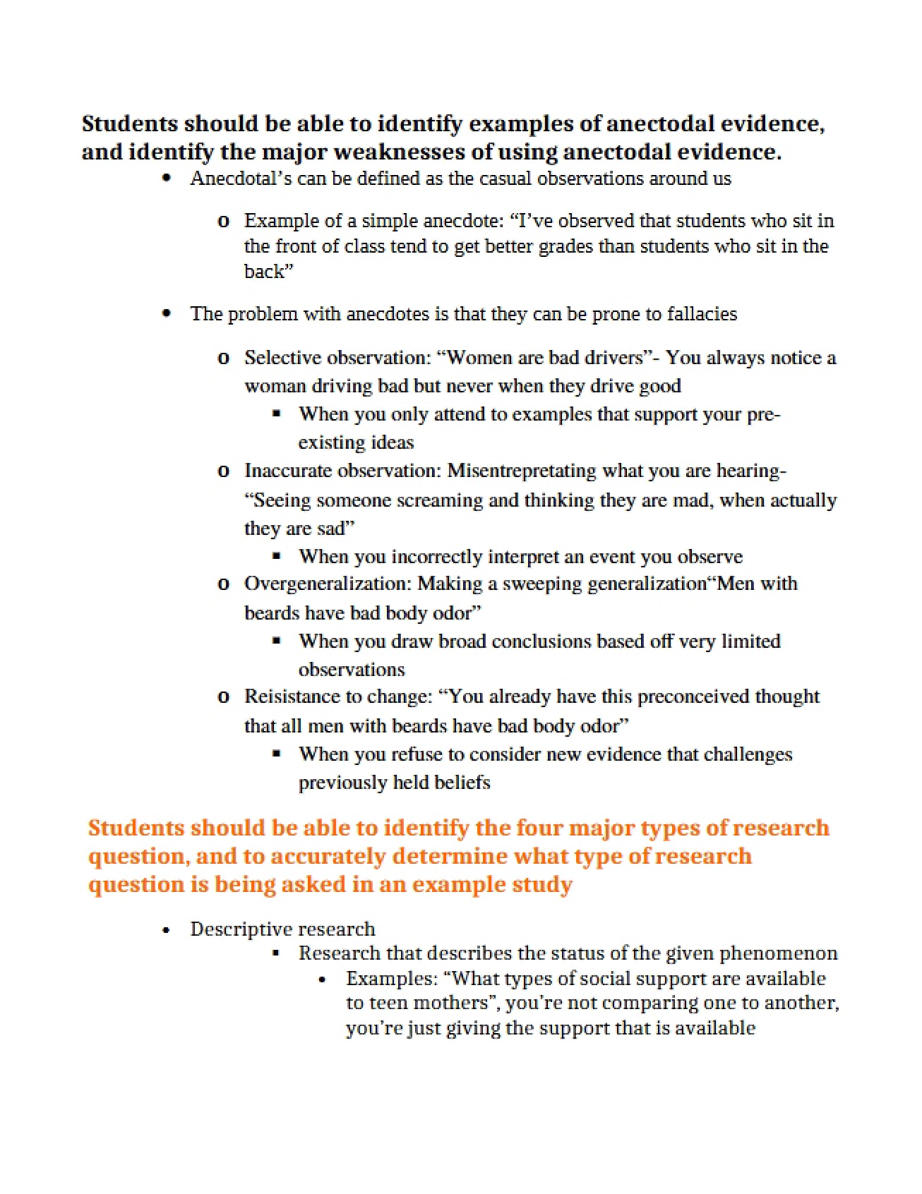 Class Notes on Studying Children