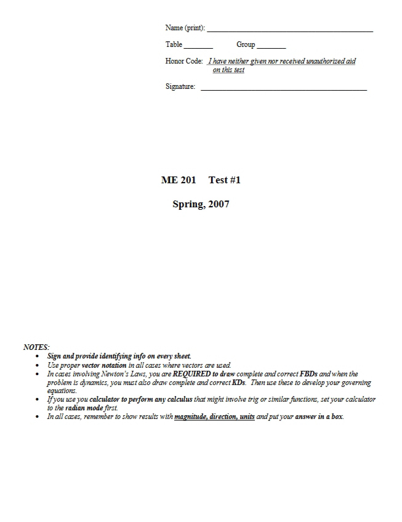 Sample Test 1a (Fall 2007)