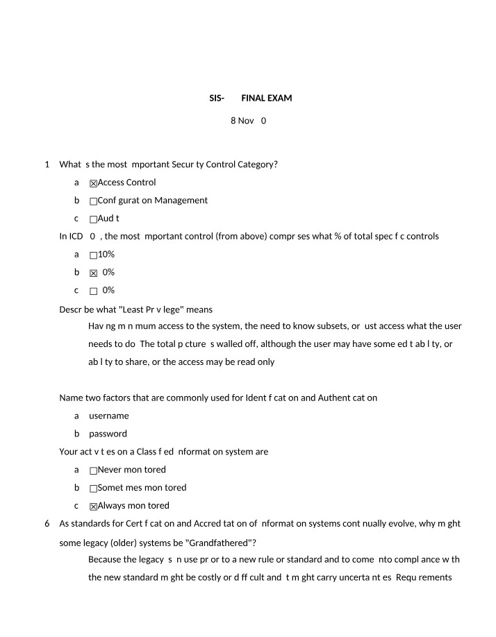 Final Exam for SIS 425