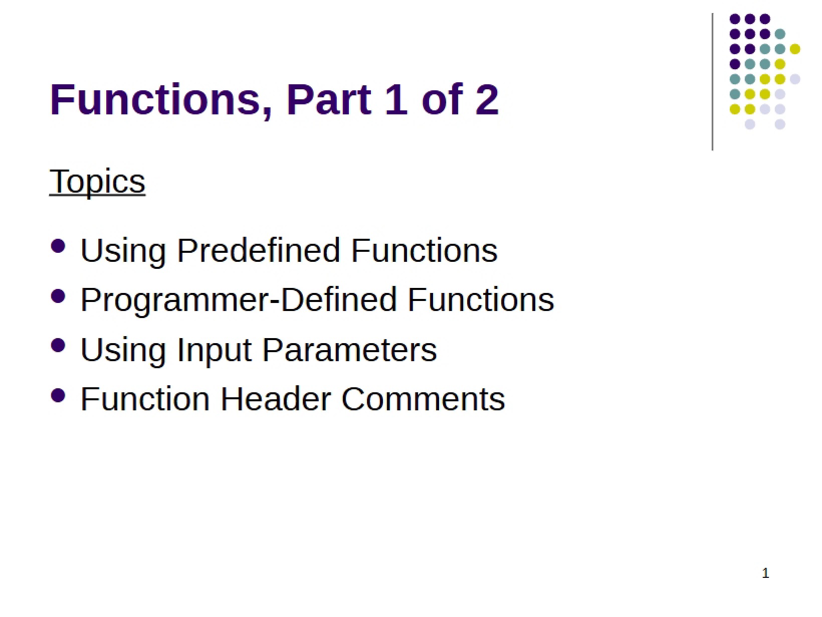 Lecture 12 Functions