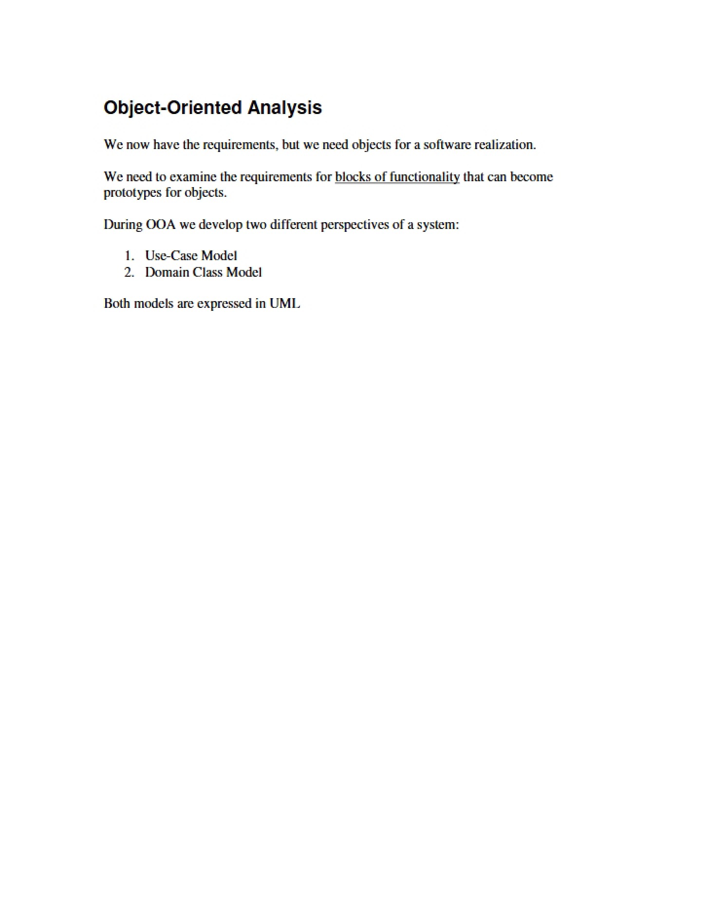 Analysis in Object-Oriented Systems