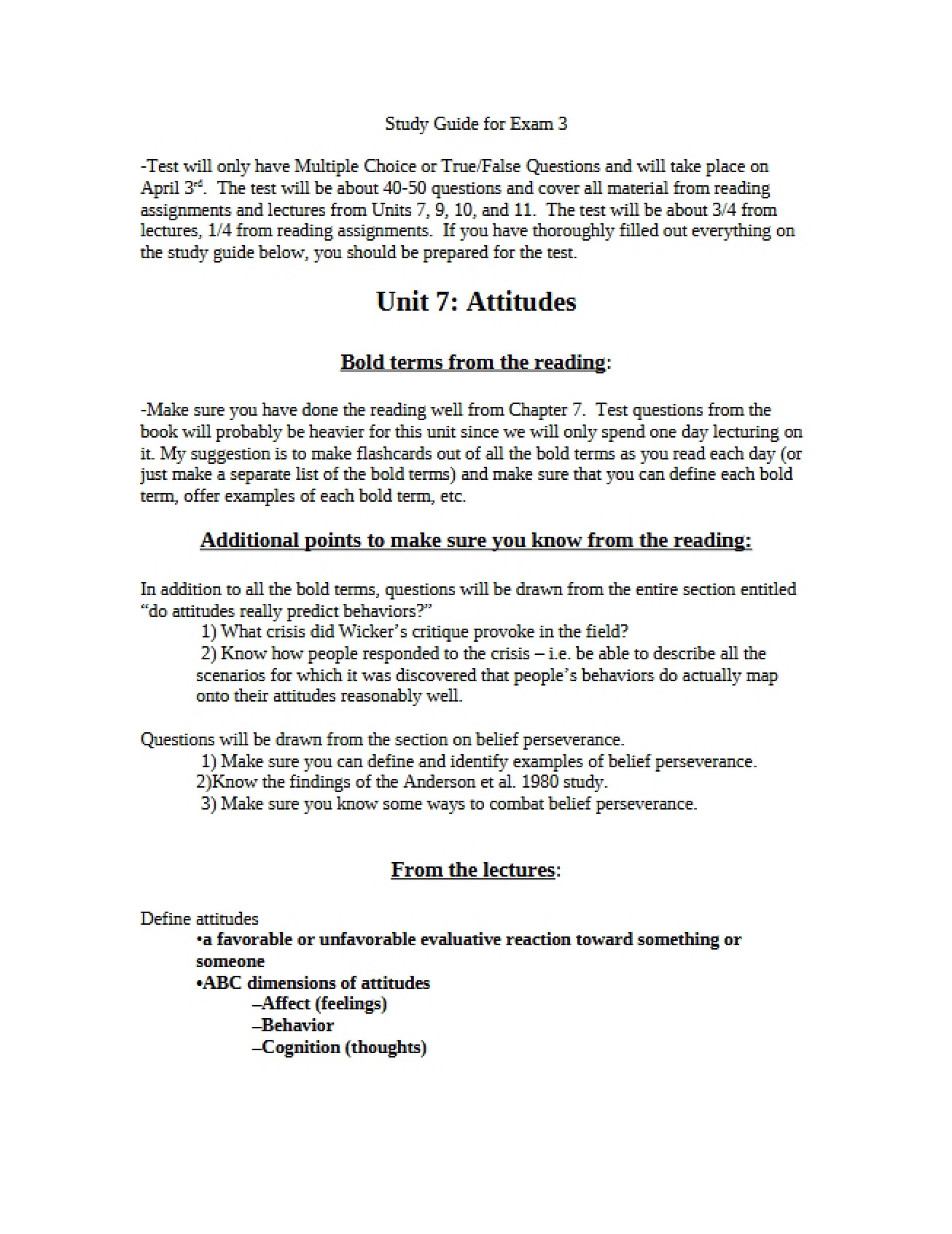 Exam Two Study Guide