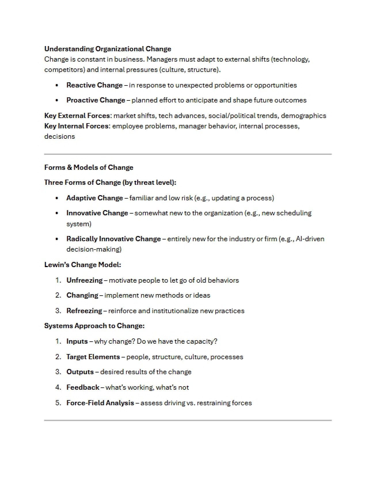 Organizational Change Concepts