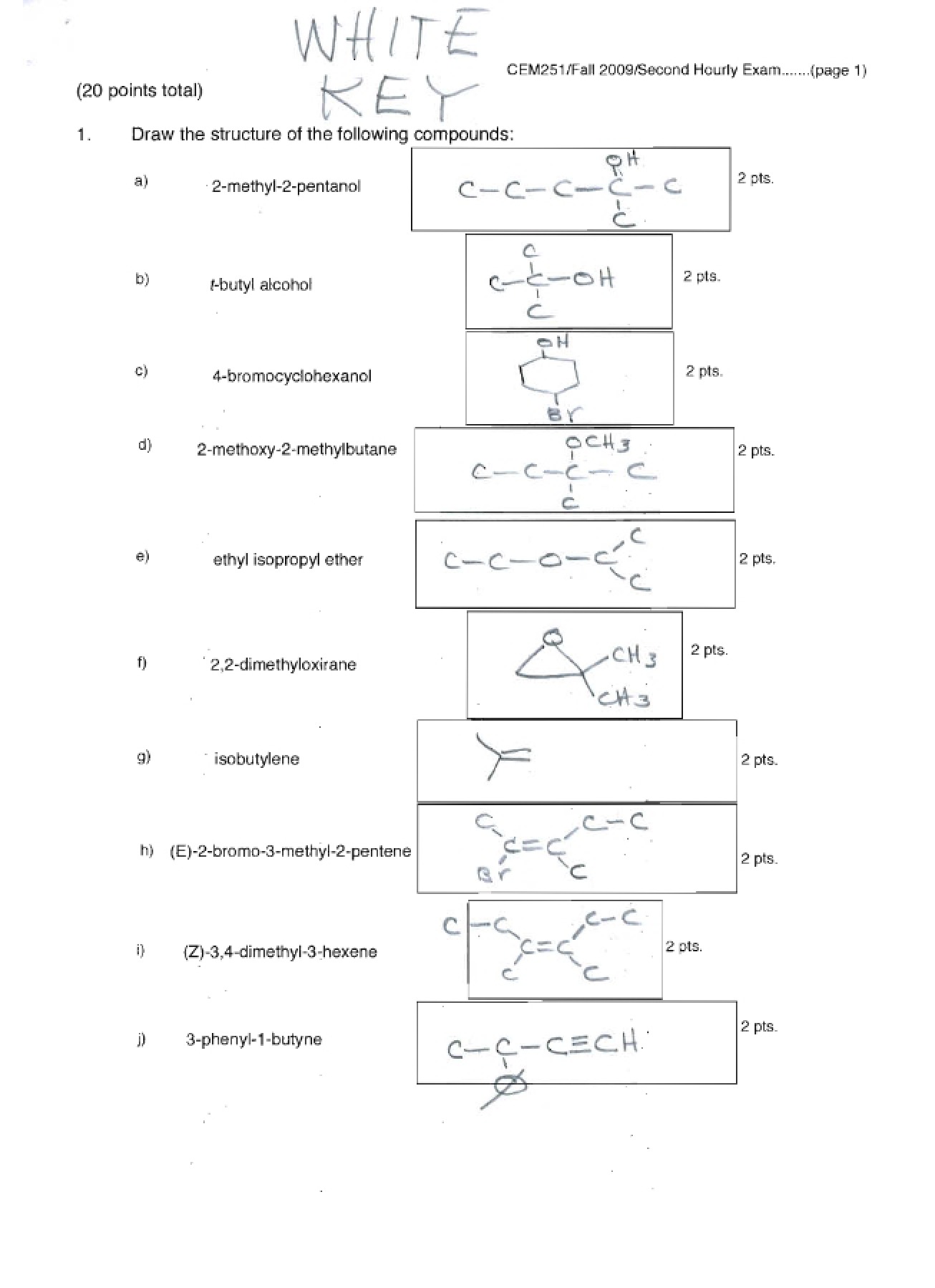 Key for Second Sample Exam