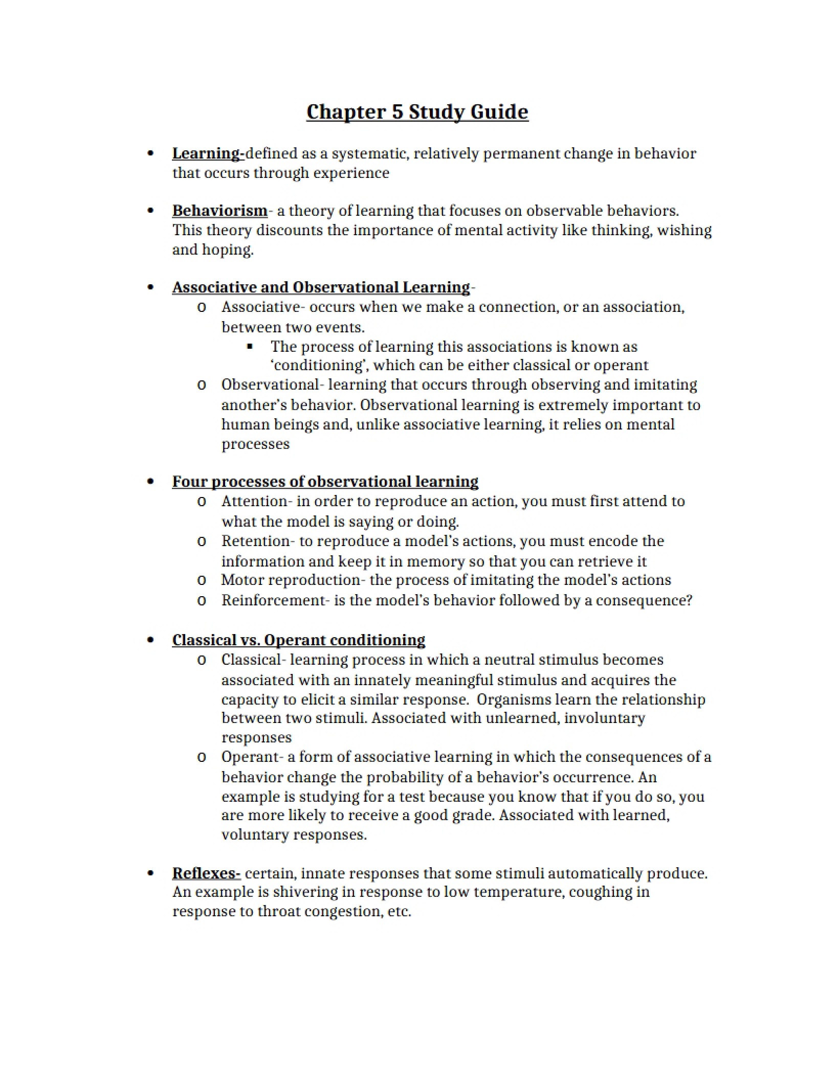 Study Notes Chapter 5
