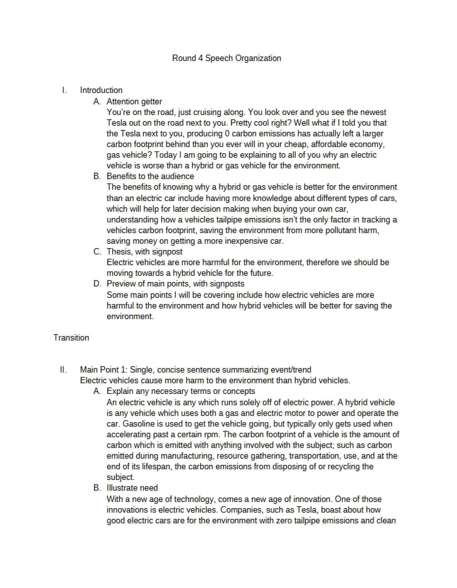 Organization of Round 4 Speech