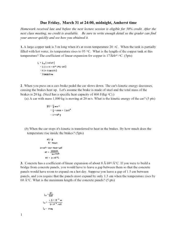 Physics Homework - Heat, Kinetic Energy, and Copper Tank Length