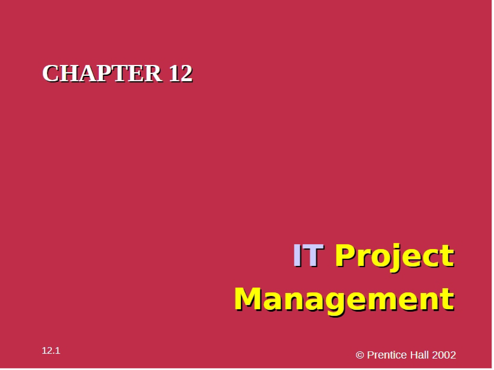 IT Project Management Chapter Twelve