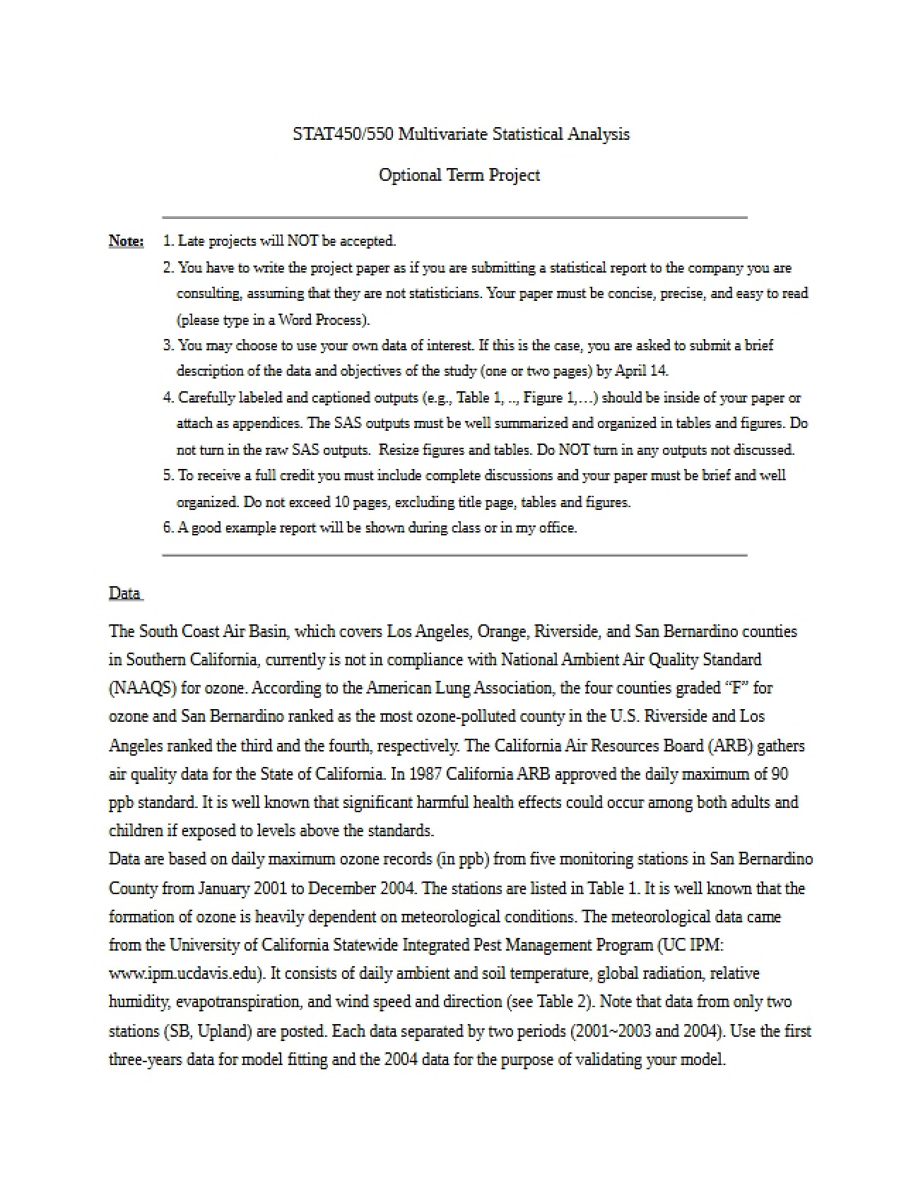 Statistical Analysis Multivariate
