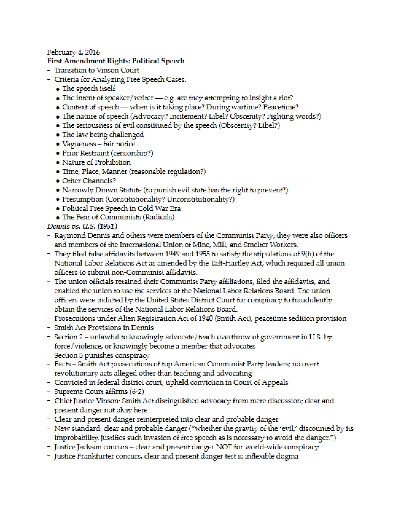 Political Speech First Amendment Rights