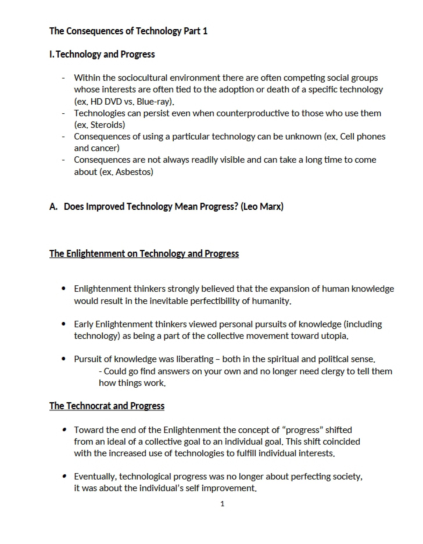 Technology Consequences Part One