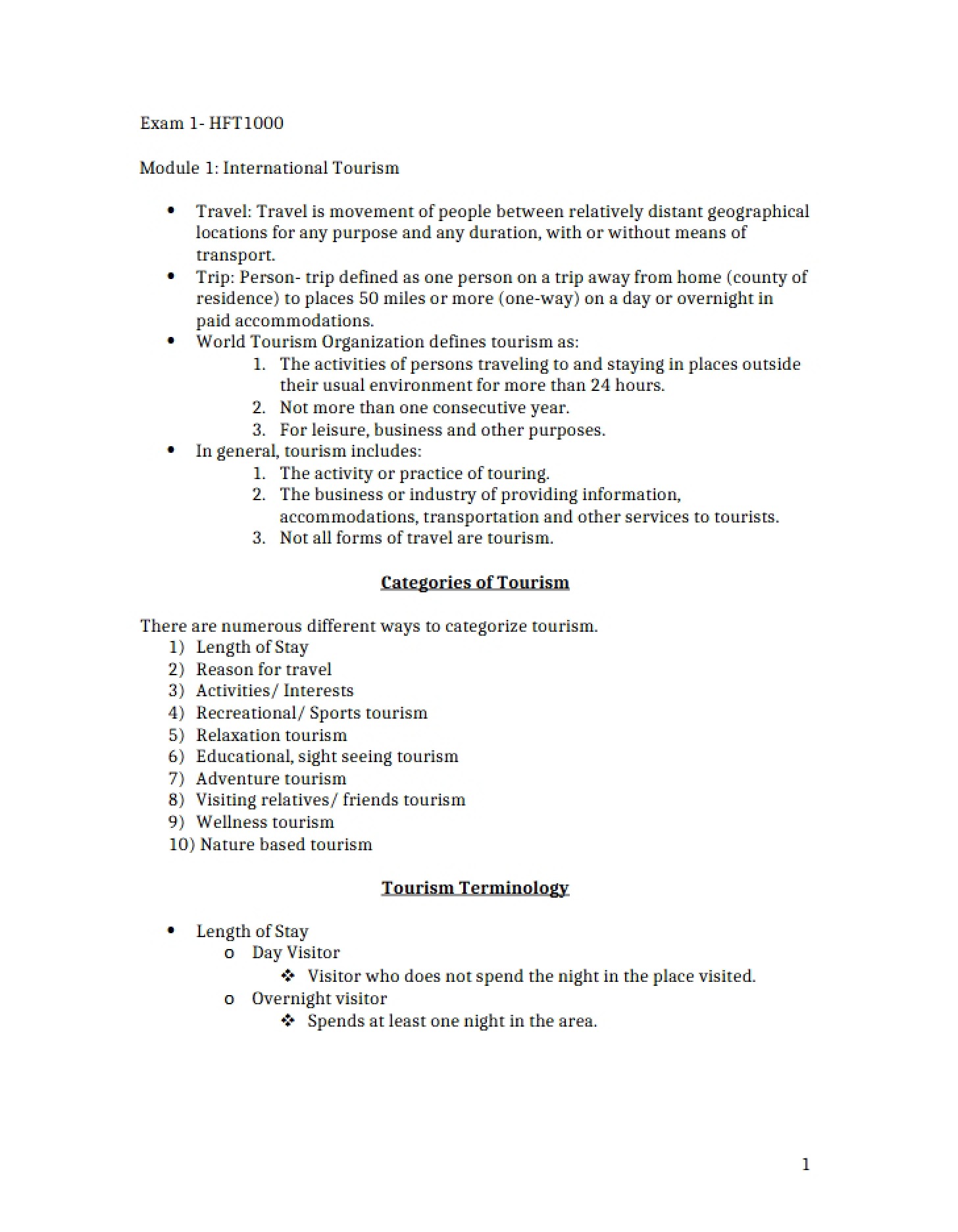 International Tourism Module 1