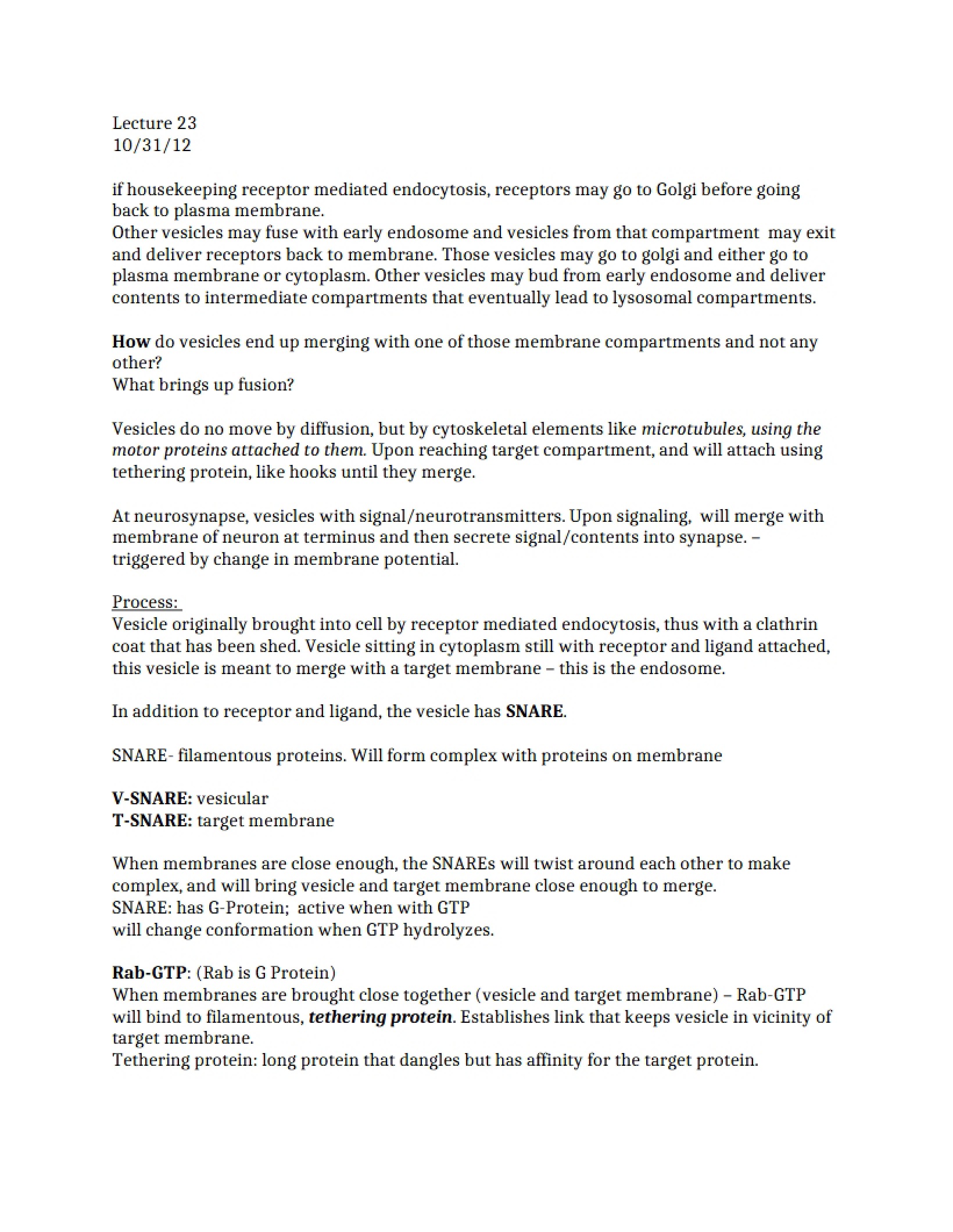 Course Content for Cell Biology
