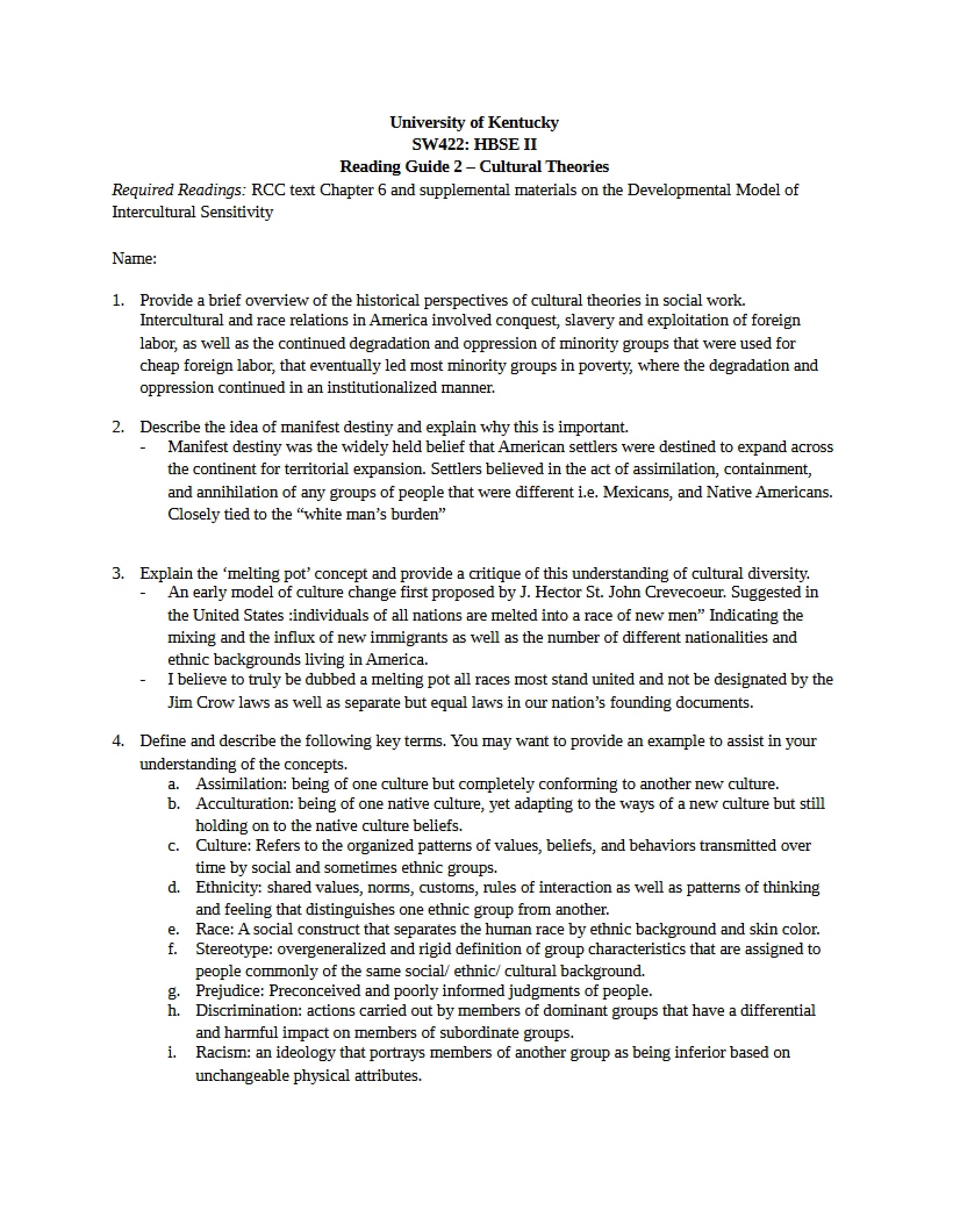 Cultural Theories Reading Guide 4