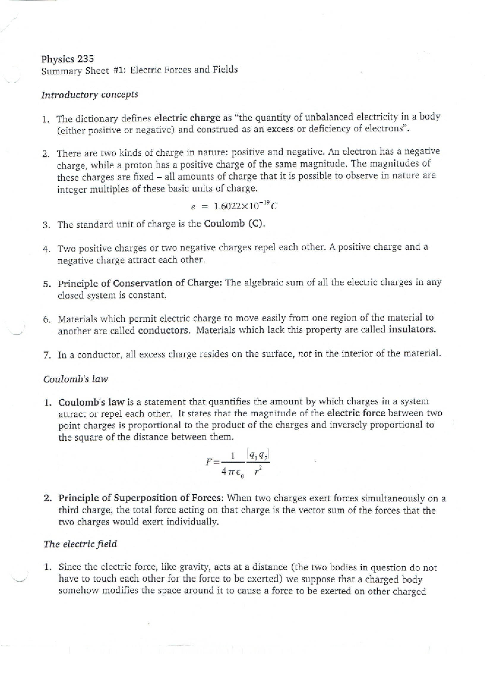 First Summary Sheet