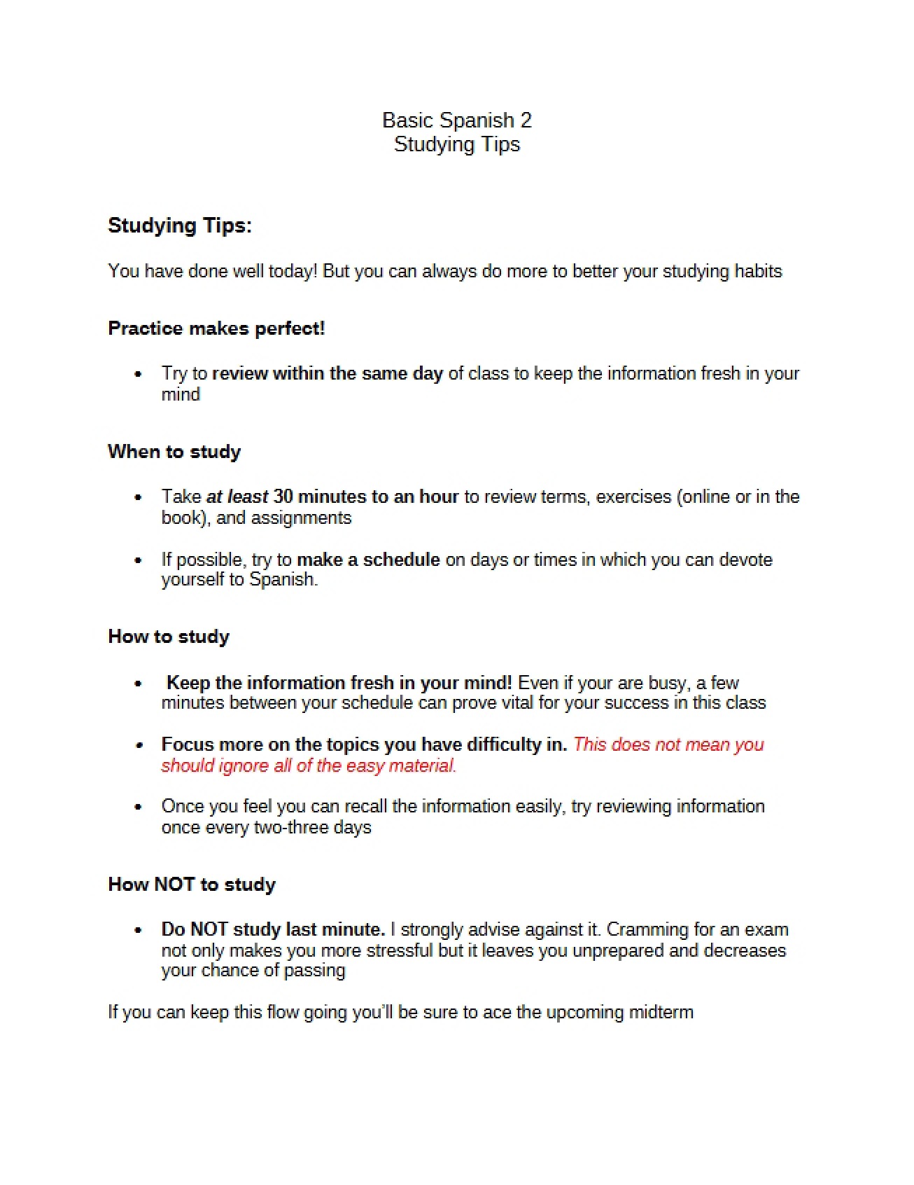 Tips for Studying