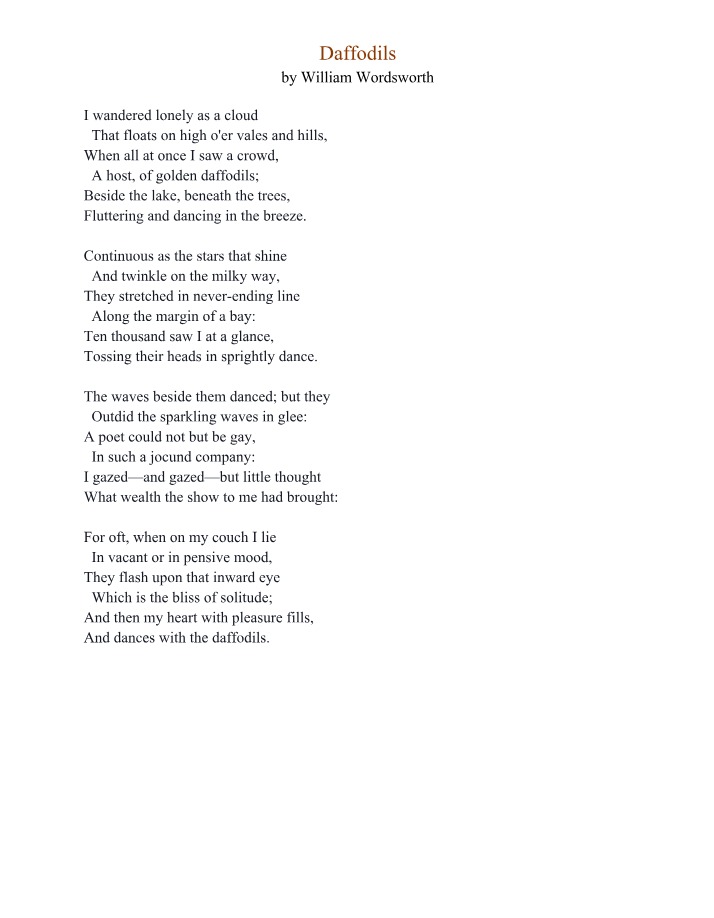 A Poetic Journey of Joy and Solitude - Daffodils