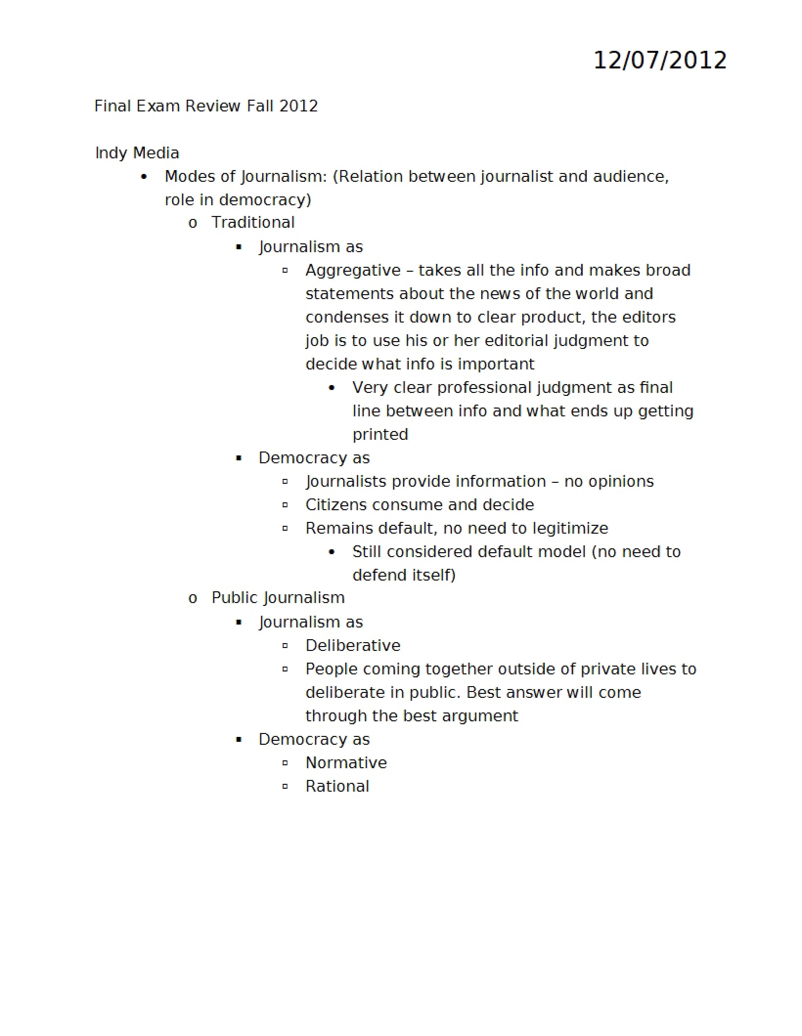 Fall Final Exam Review