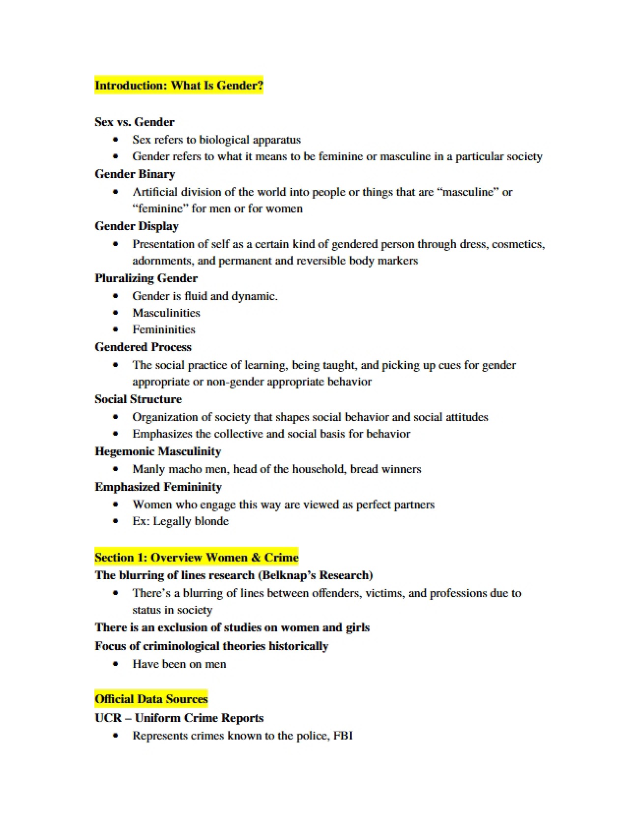 Distinction Between Sex and Gender
