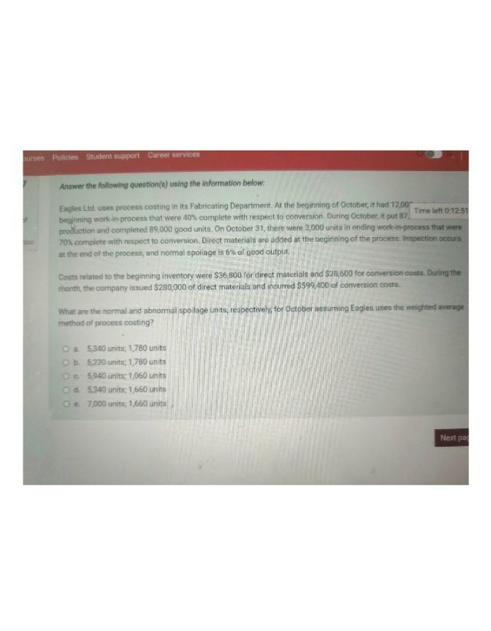 Calculation of Process Costing Spoilage
