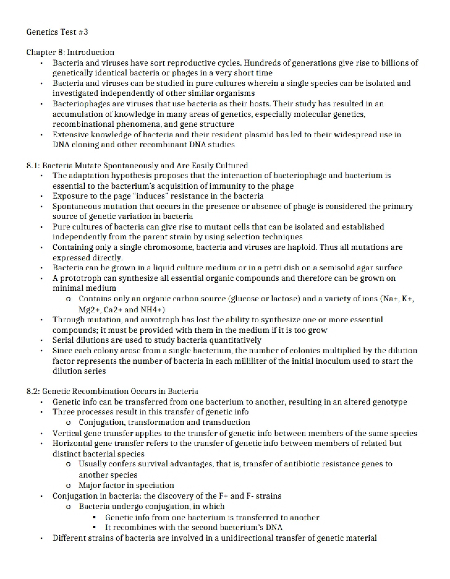 Genetics Class Materials