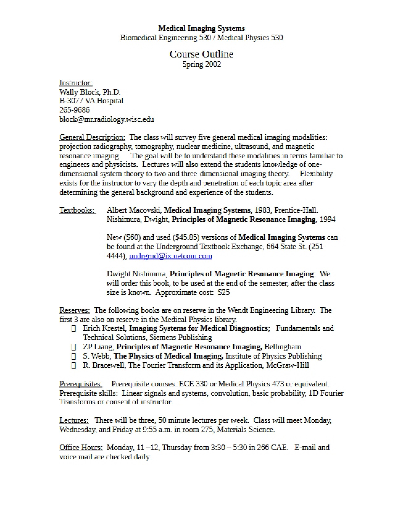 Course Syllabus