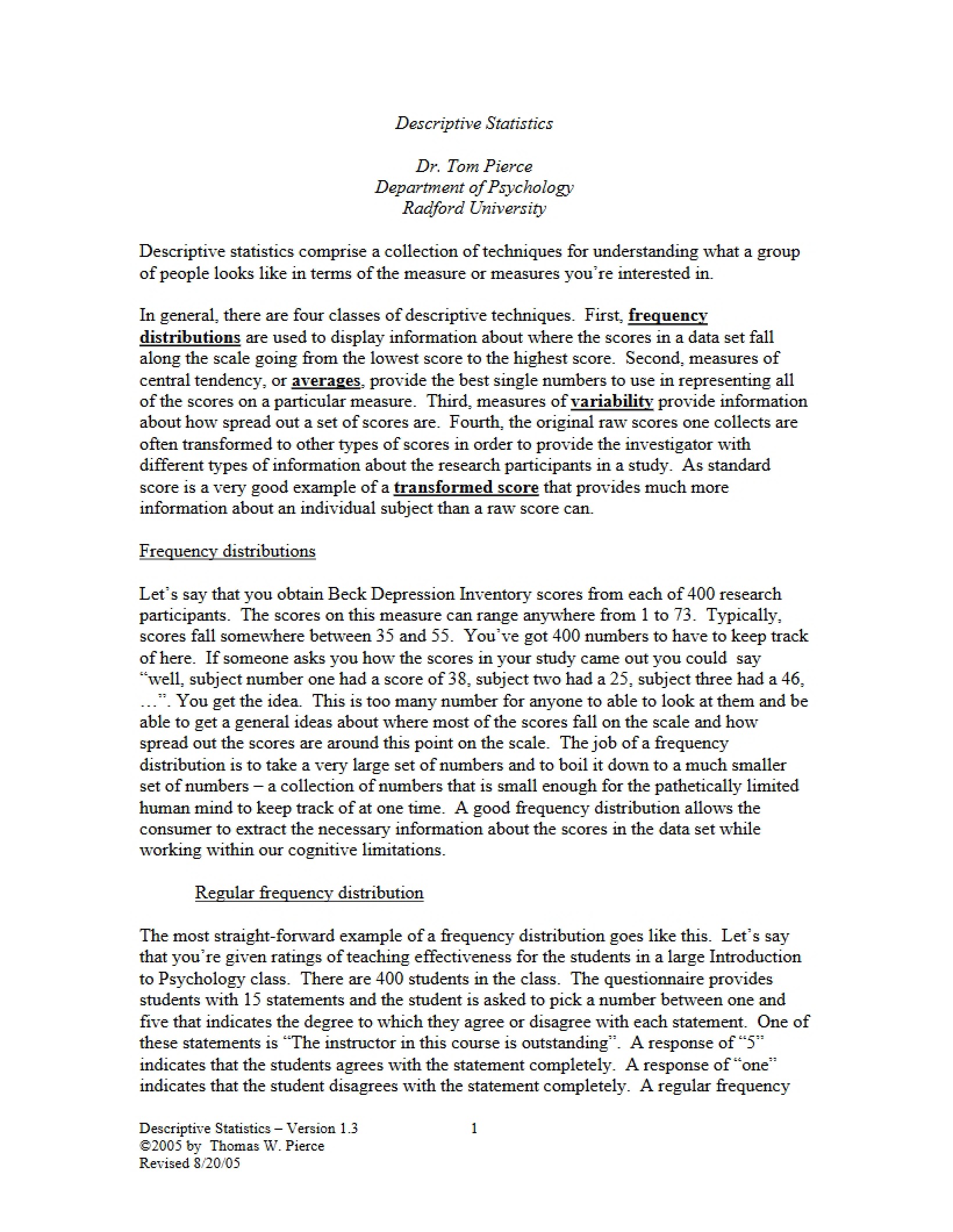 Behavioral Data Descriptive Stats
