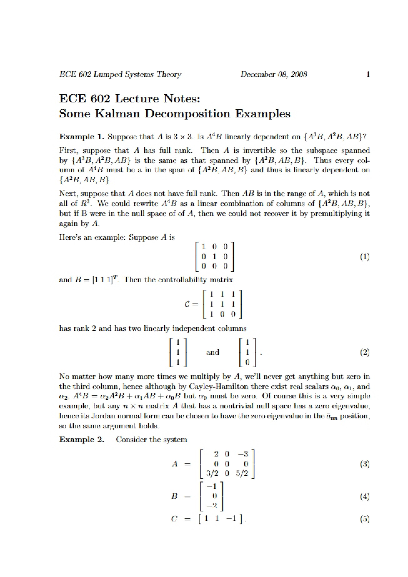 Lumped System Theory Notes