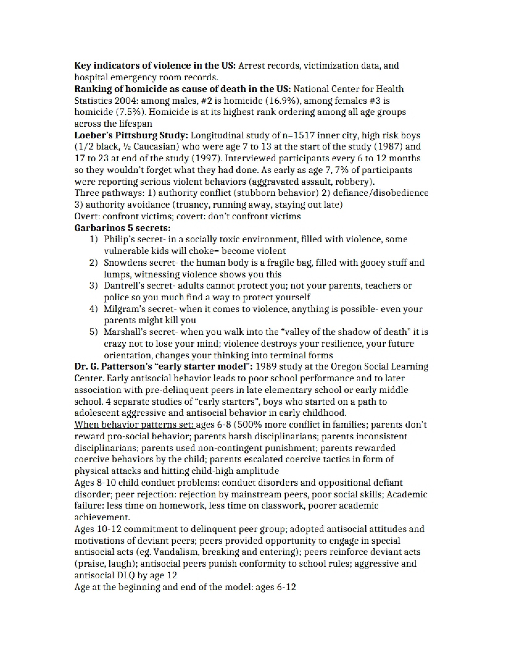 Adolescent Violence Notes