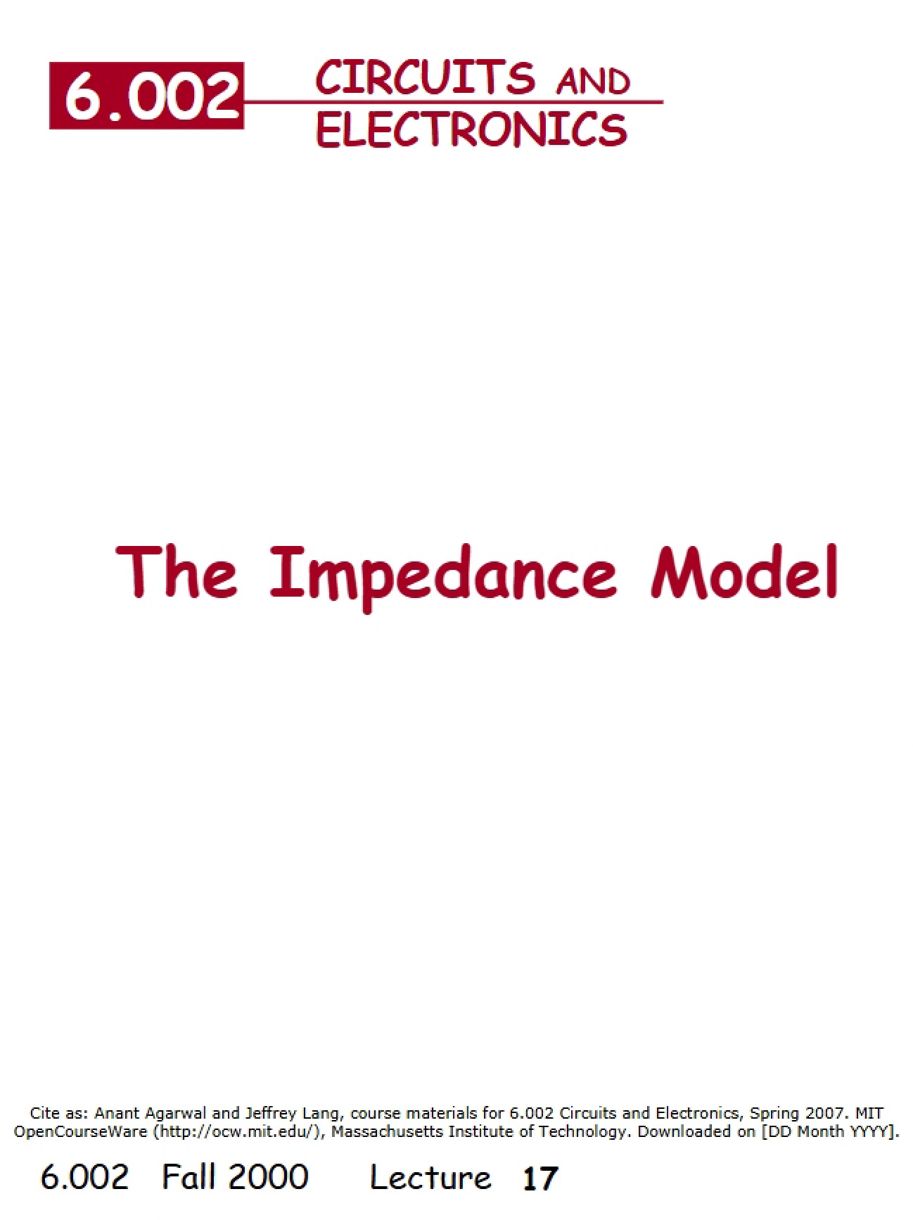 Model of Impedance
