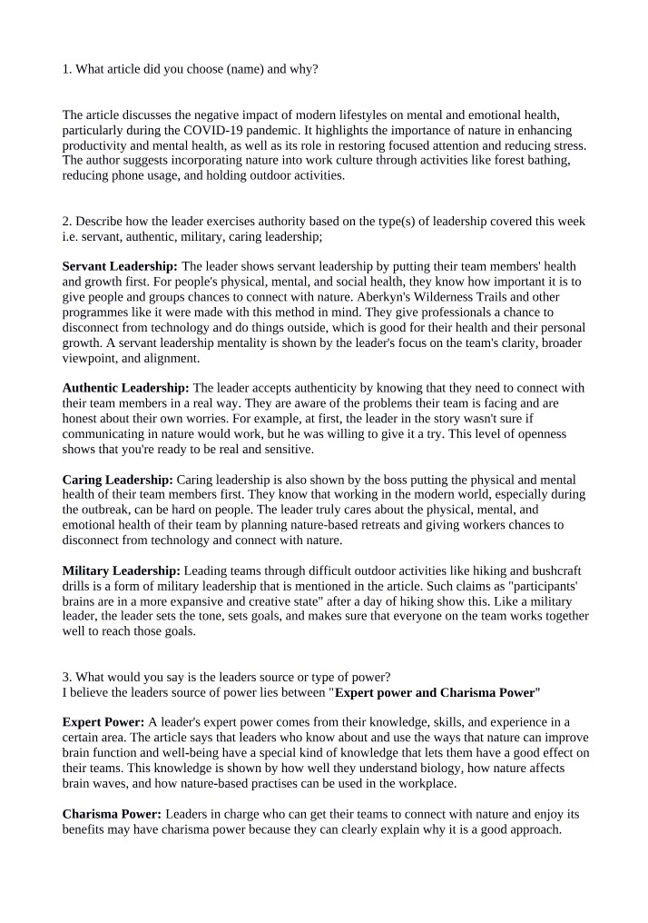 Individual Leadership Assignment