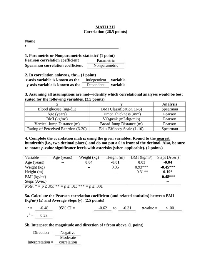 Correlation Exam for MATH 317