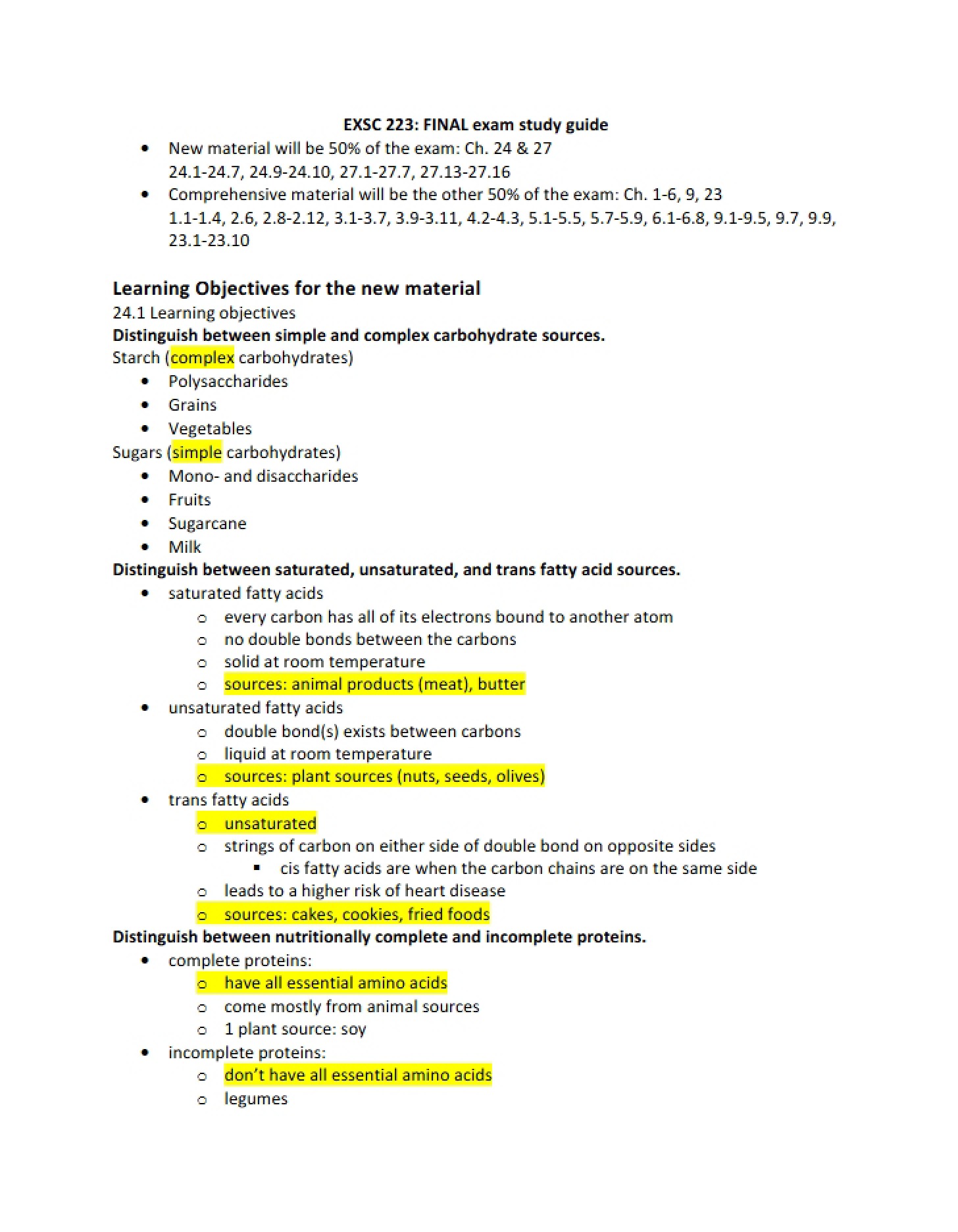 Final Examination Study Guide
