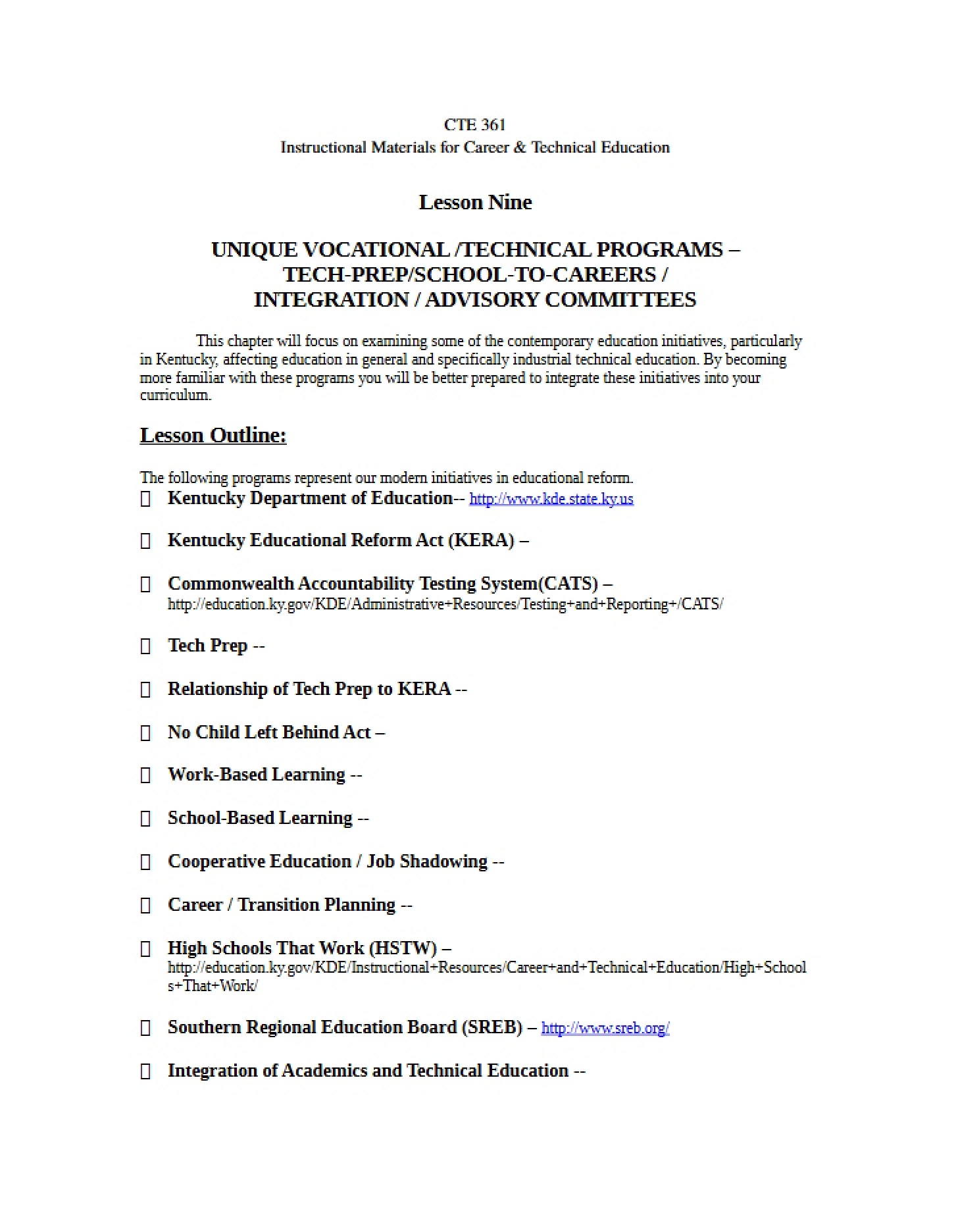Vocational Programs Tech-Prep and Careers