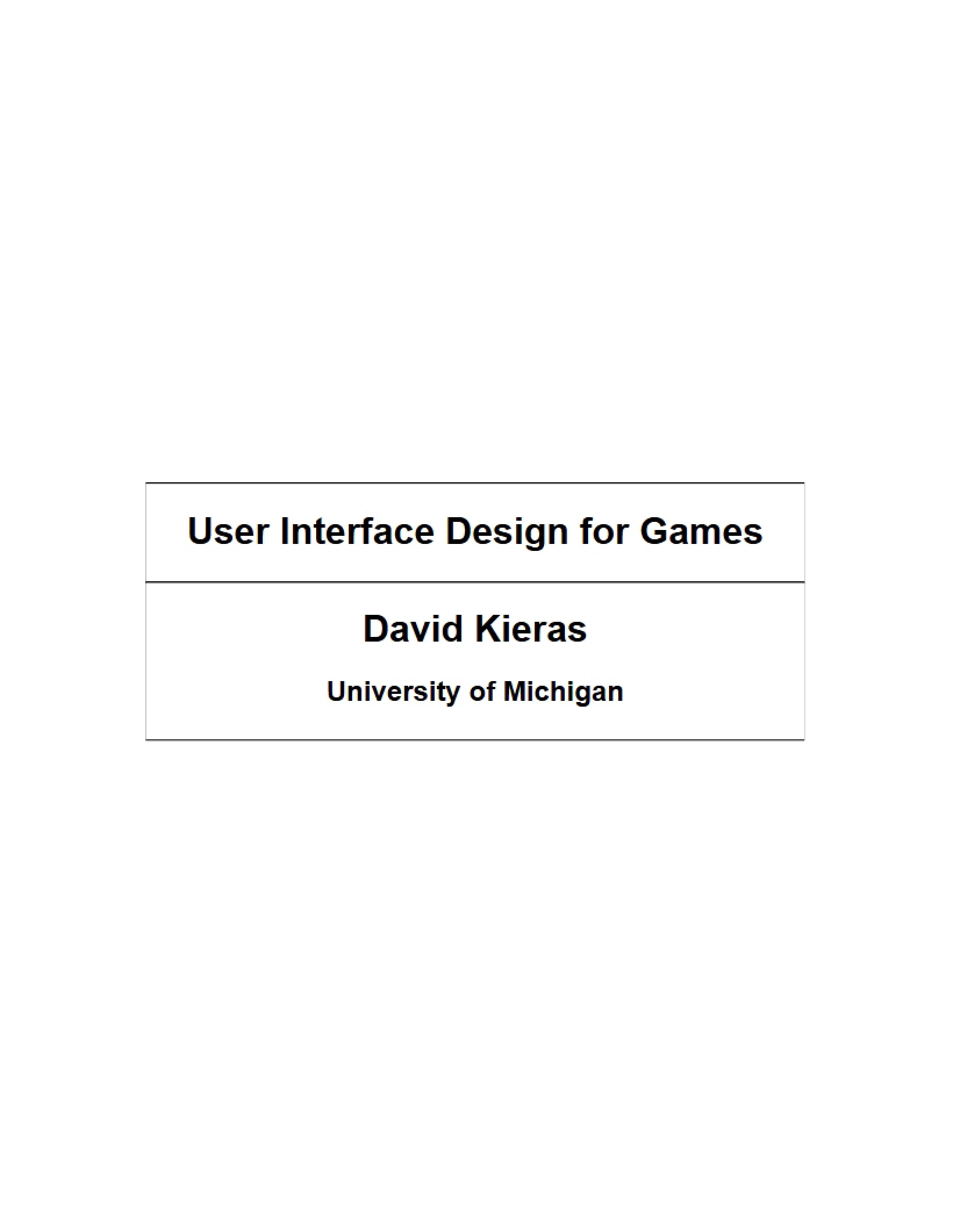 Game User Interface Design