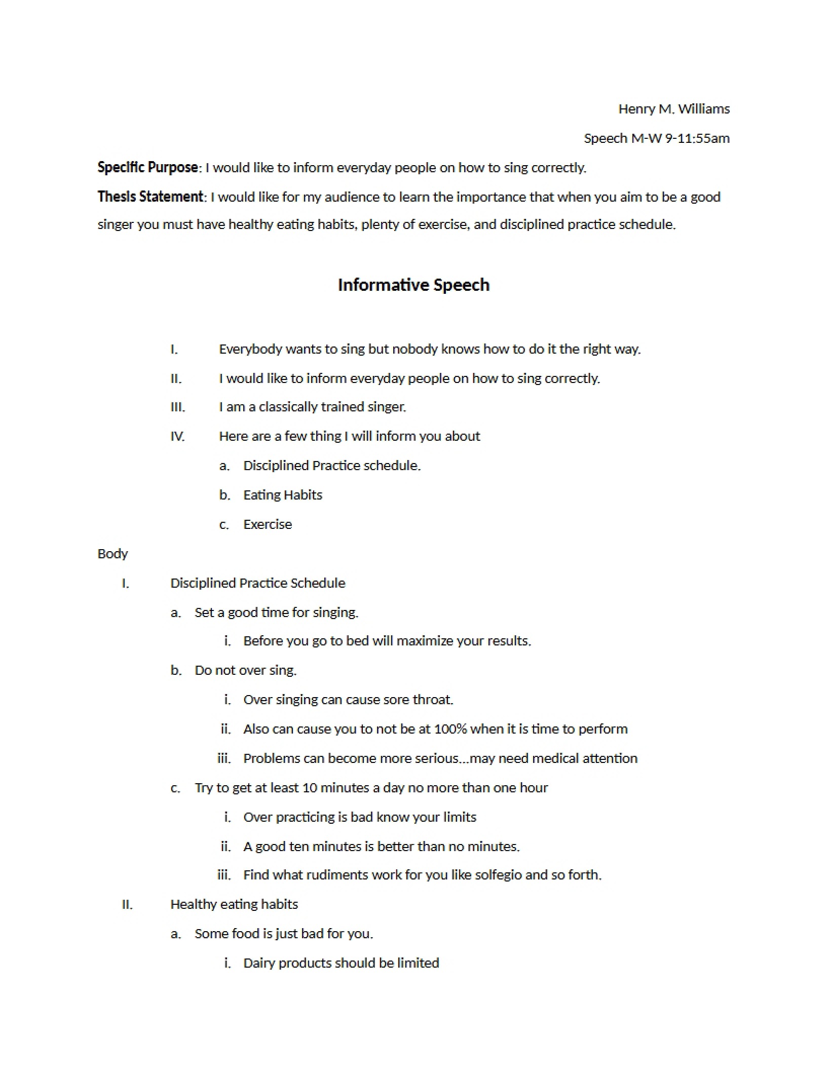 Speech on Informative Topics