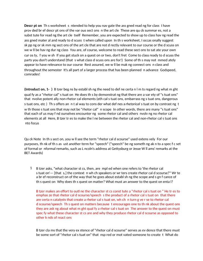 Worksheet on Rhetorical Situation
