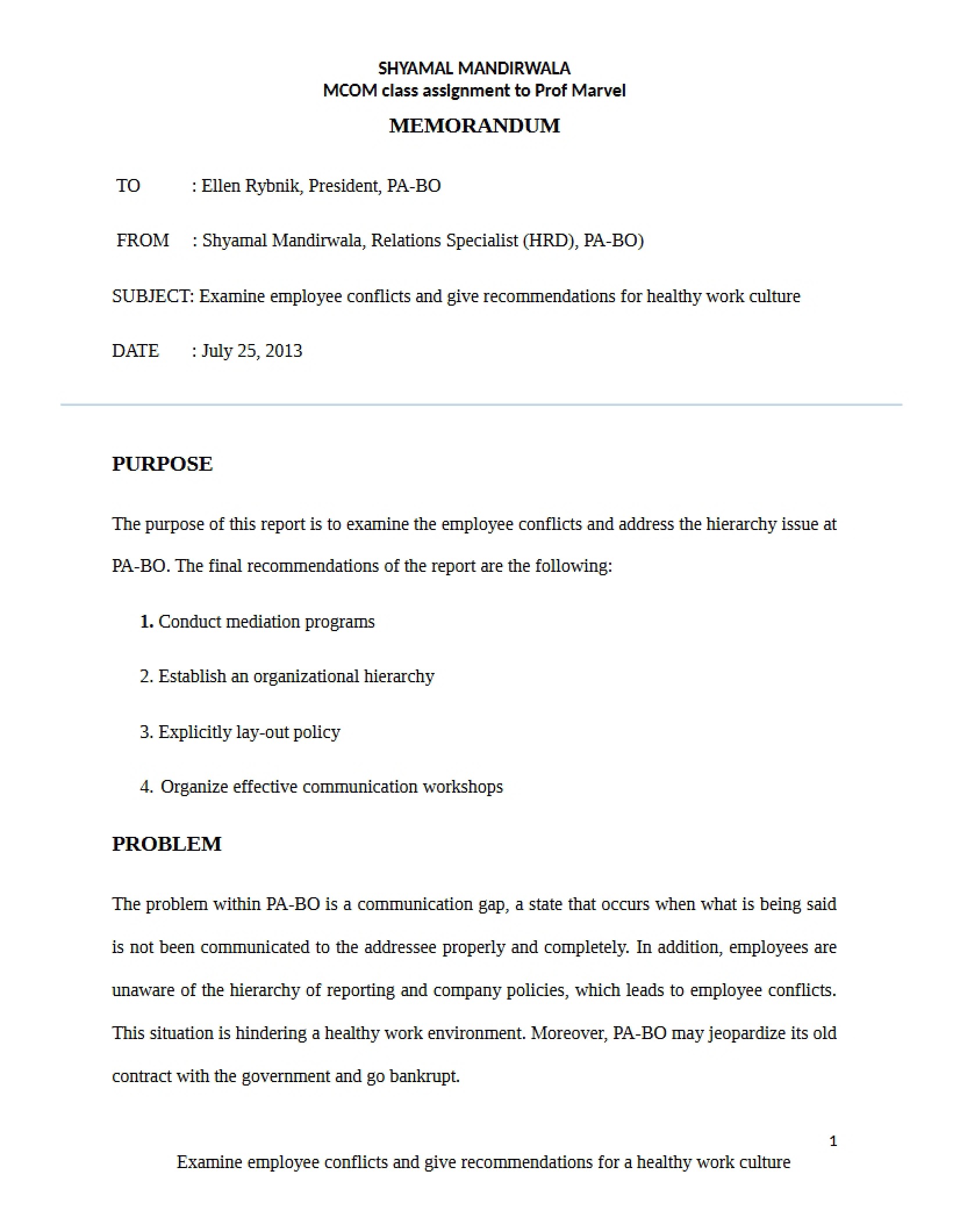 Analysis of Case