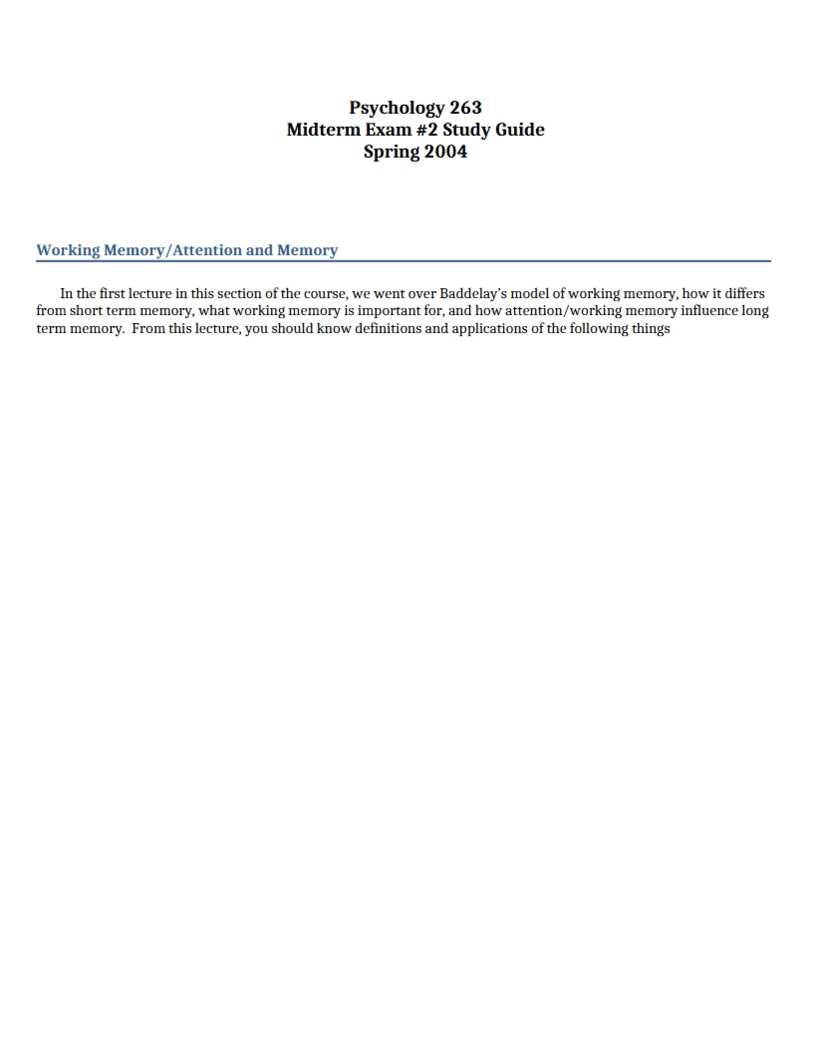 Study Guide Midterm 2
