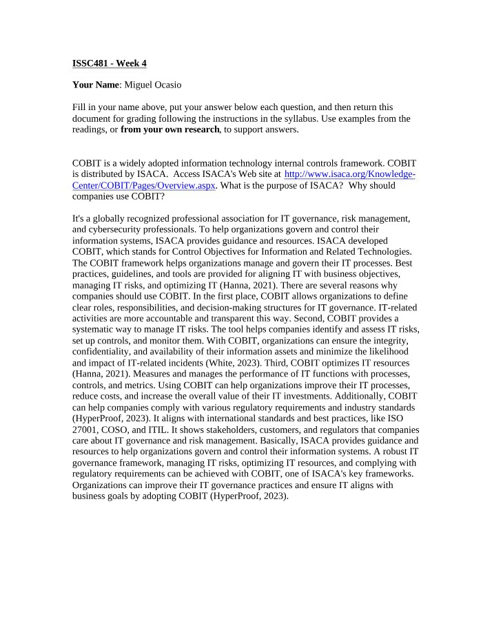 COBIT for IT Governance and Risk Management