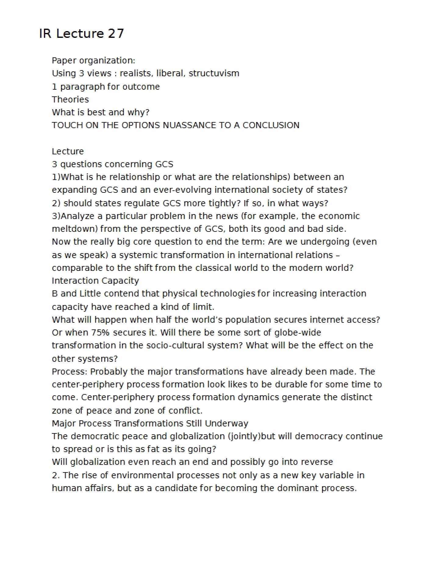 Lecture 27 Notes