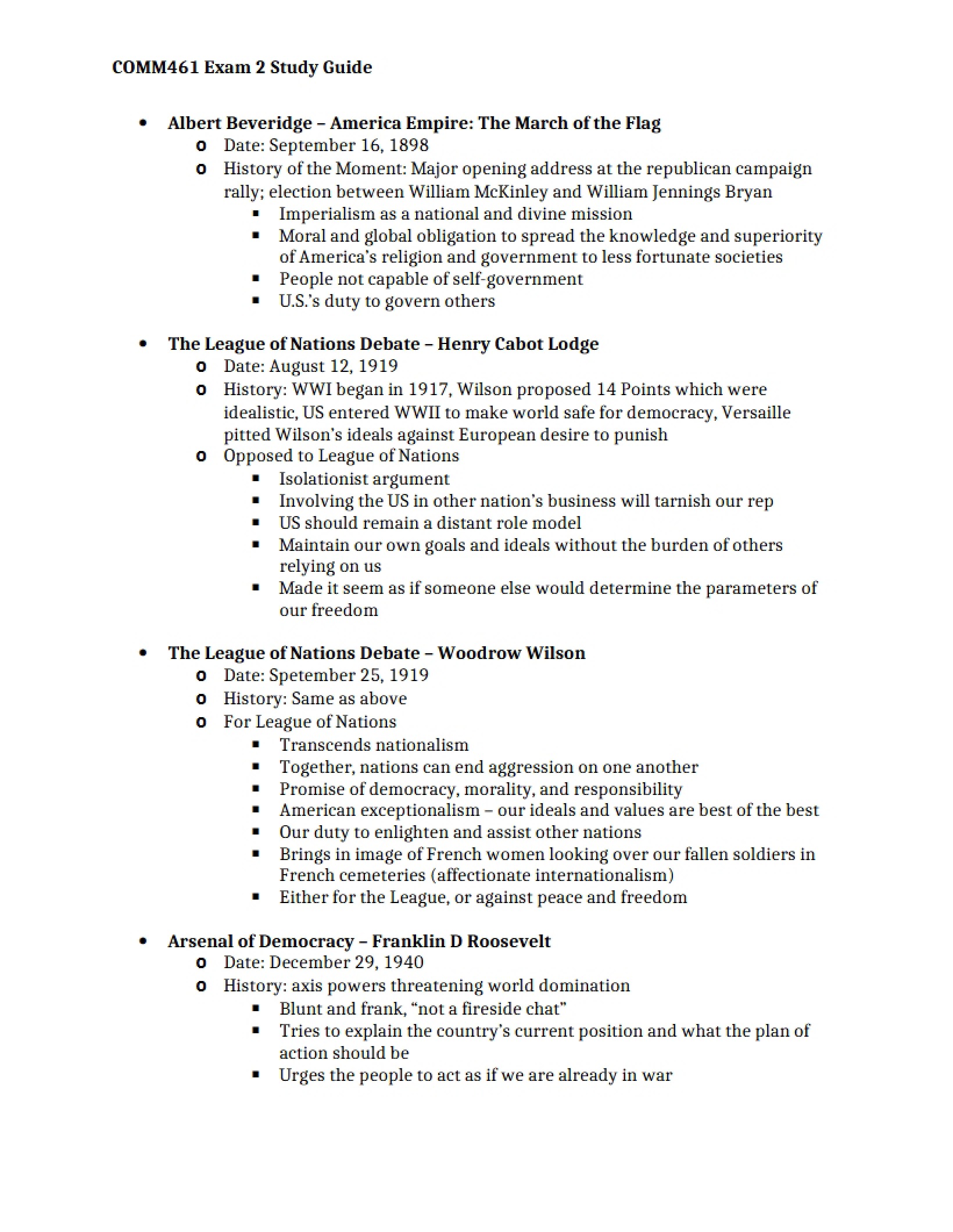 Study Guide for Second Exam