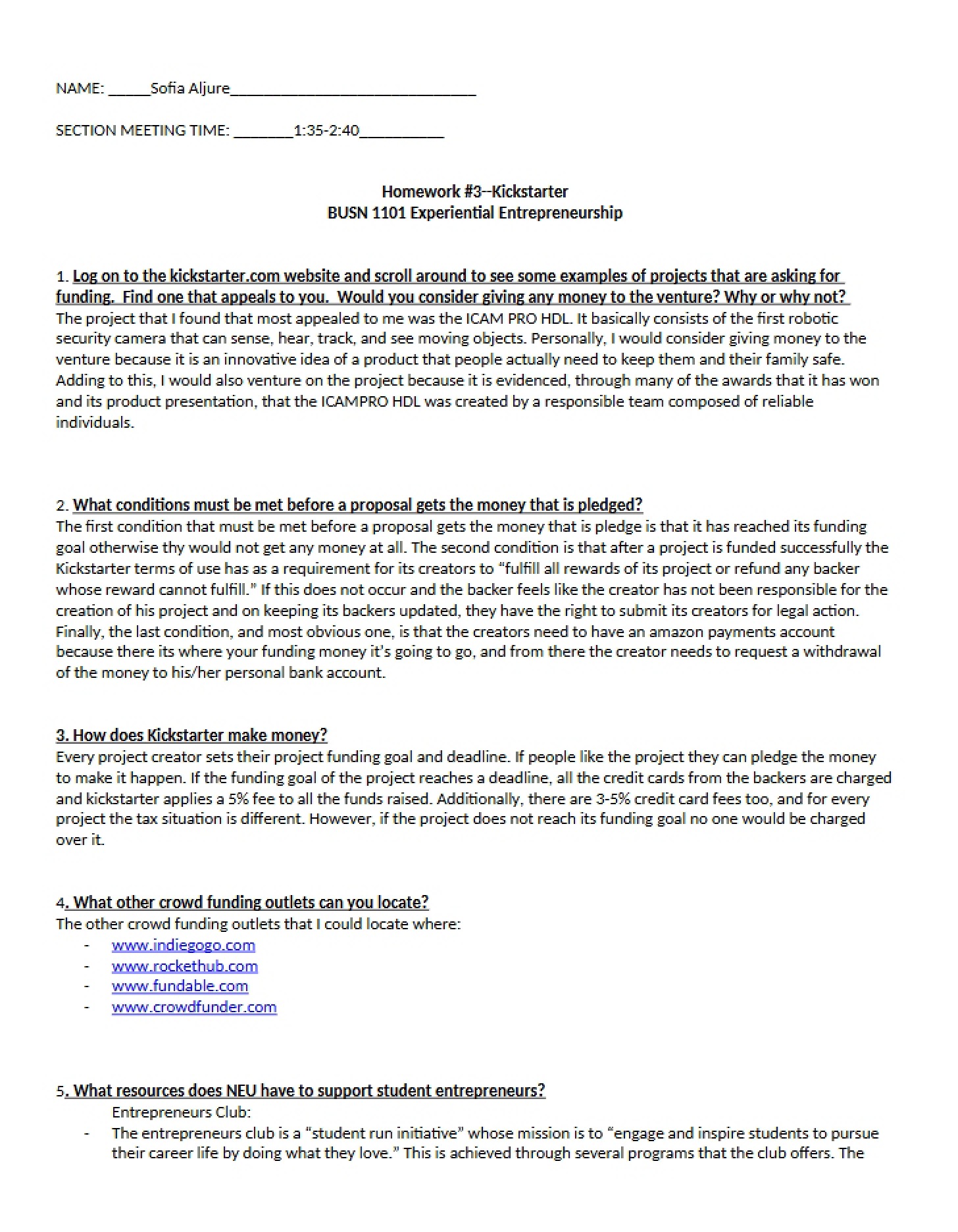 Kickstarter Assignment (HW #3)