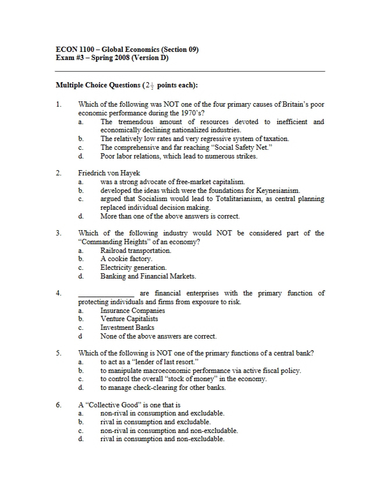 Study Guide Content for Exam 3