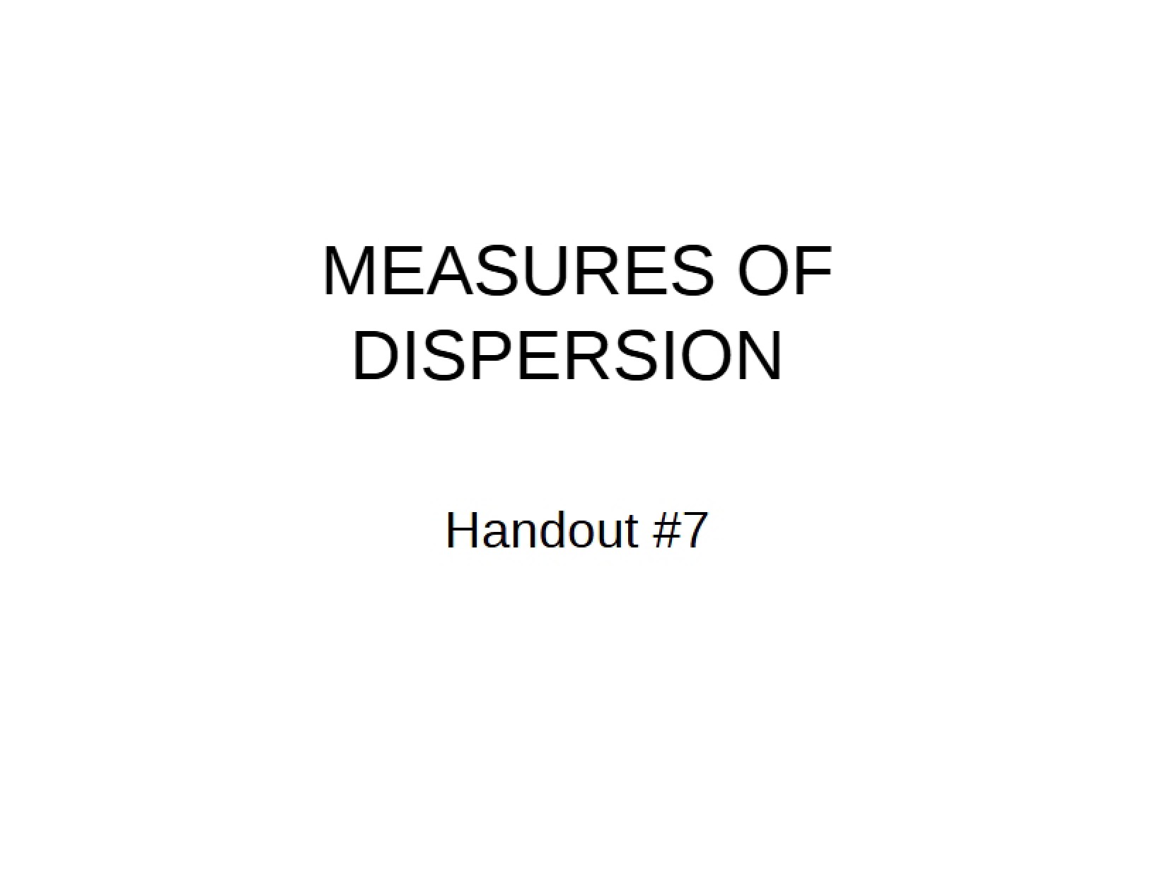 Dispersion Measures