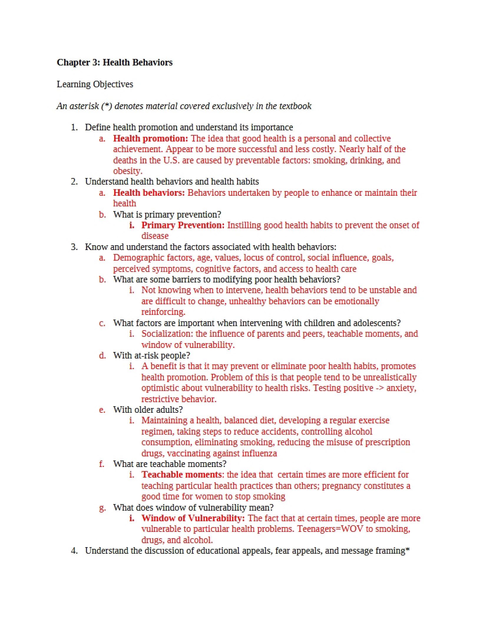 Health Behaviors Chapter 3