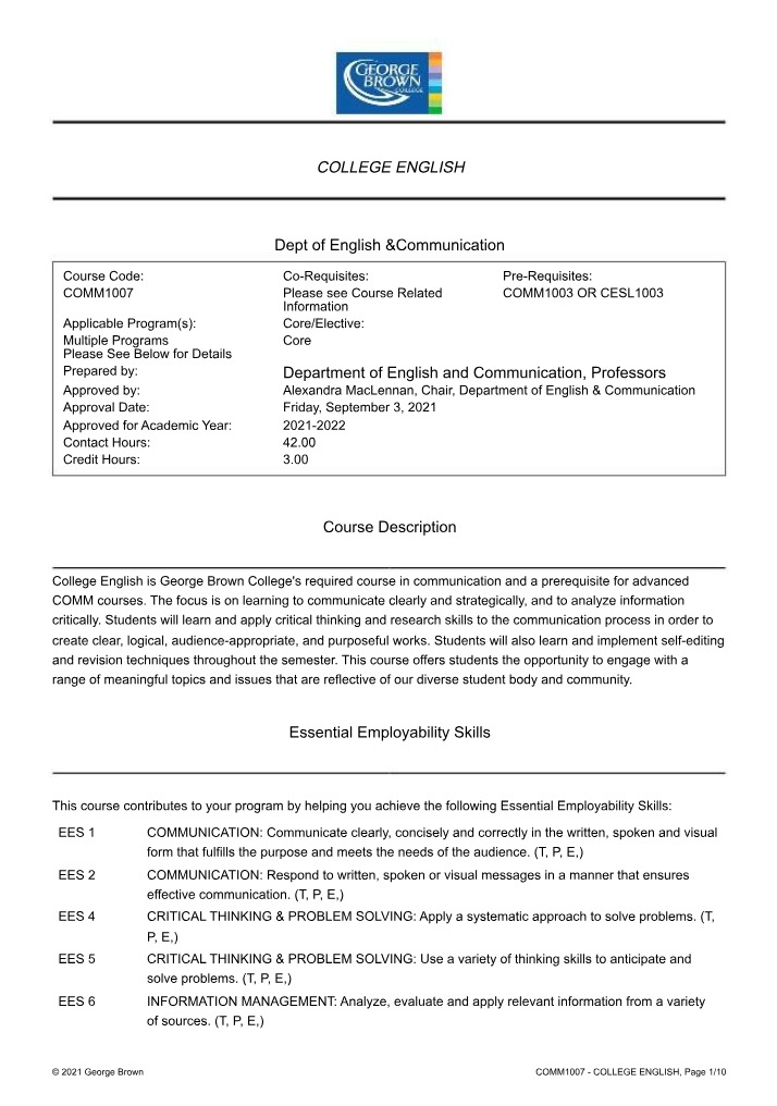 COMM1007 Course Materials (Page 1)