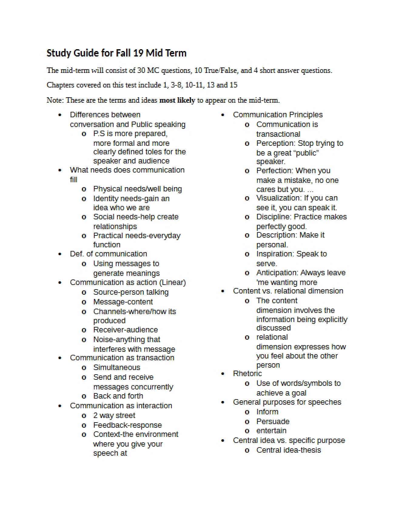 Fall 19 Midterm Review