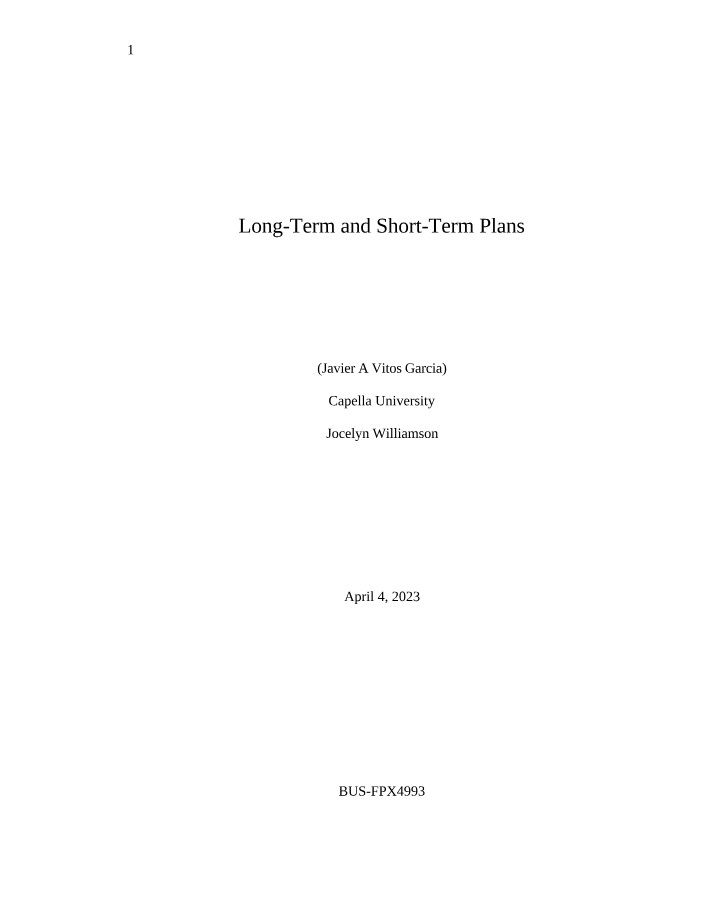 Long-Term and Short-Term Plans for Professional Success