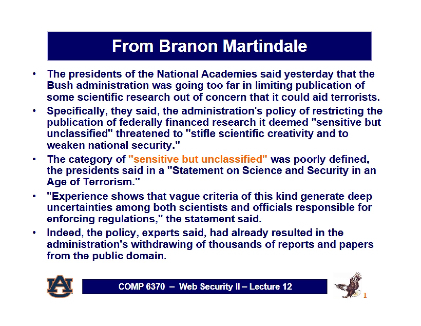 Network Security Lecture Twelve
